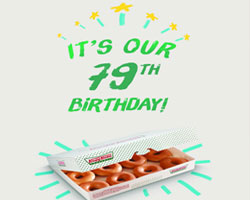 คริสปี้ ครีม ฉลองวันเกิดปีที่ 79   จัดโปรโมชั่นพิเศษ ซื้อโดนัทรส Original Glazed  โหลที่ 2 ในราคาเพียง 170 บาท